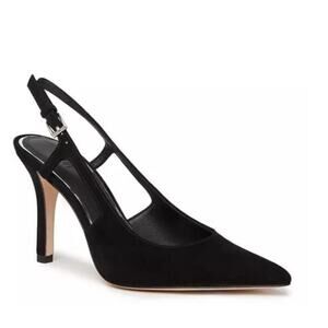 PAIGE Women's Samara Pointed Toe High Heel Slingback Pumps Black Leather sz 7